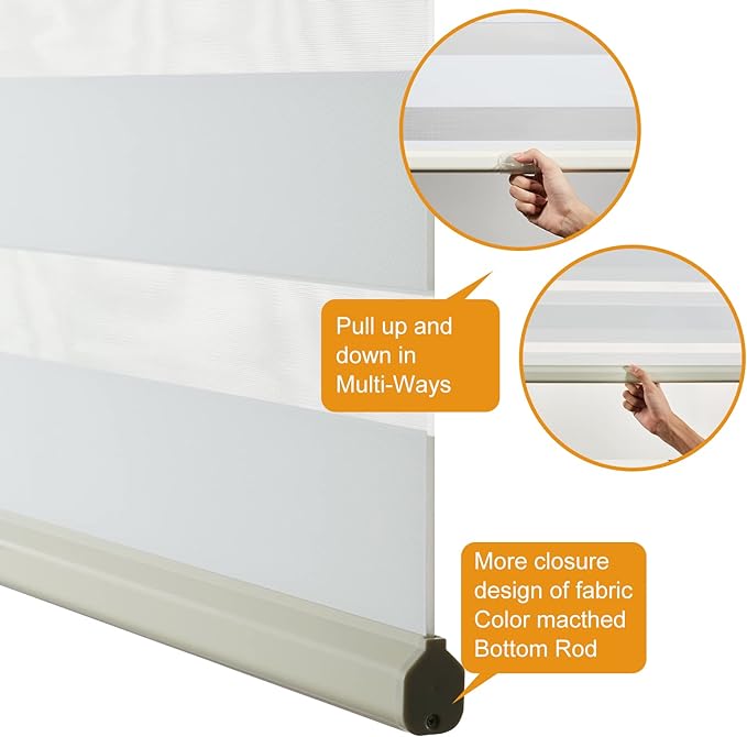 Persilux Cordless Zebra Blinds for Windows Free-Stop Window Shades Dual Layer - Image 3