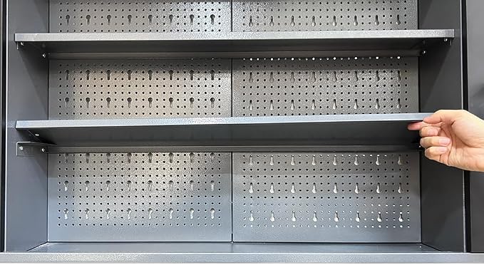 JZD Metal Storage Organization System, Wall Mount Tool Cabinets, Wood Tabletop - Image 5