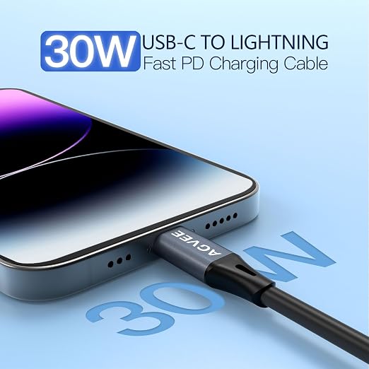 AGVEE 2 Pack 3ft Coiled Short USB to Lightning Charging Cable 3A Fast Charger - Image 2
