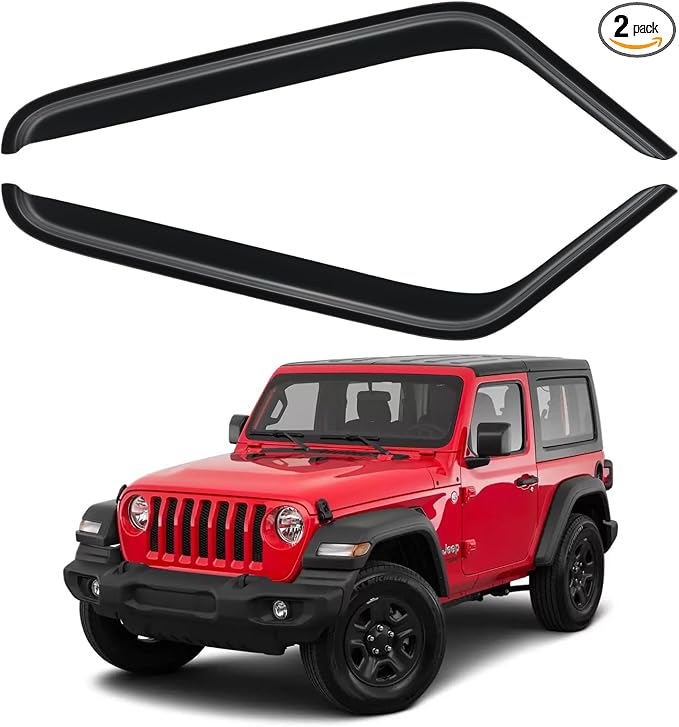 Window Visors Rain Guards for 2007-2018 Jeep Wrangler 2-Door, Out-Channel by YQAUTEC