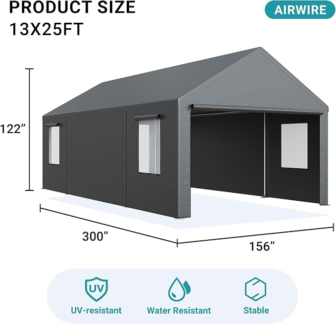 Carport, 13x25 FT Heavy Duty Car Port - Image 2
