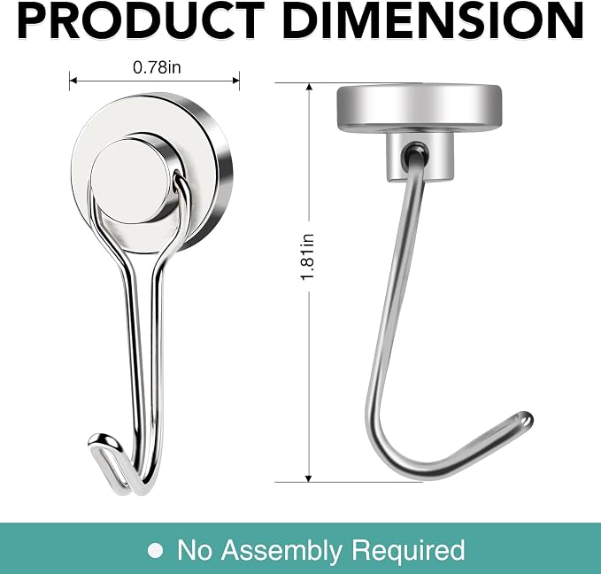 MIKEDE Magnetic Hooks, 40LB Neodymium Magnet Hooks Heavy Duty, Strong Magnetic - Image 4