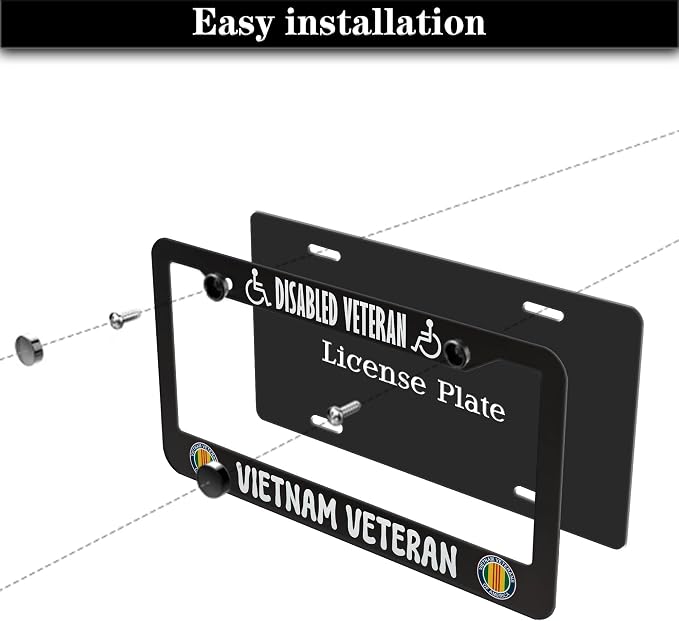License Plate Frames Black and White License Plate Covers Disabled Vietnam - Image 7