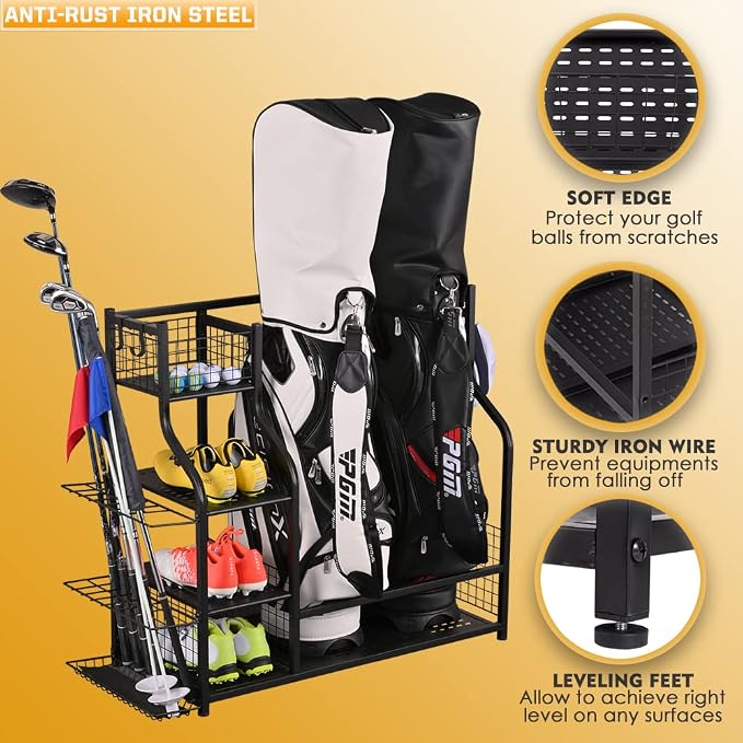 SNAIL Golf Bag Garage Storage Organizer Extra Large Size Golf Bag Rack Stand - Image 2