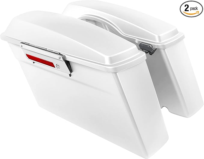 XFMT Motorcycle White Hard Saddlebags Saddle Bags Trunk W/Lids & Chrome Latches by XFMT