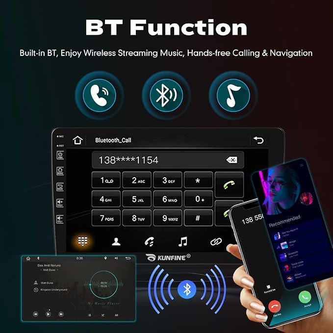 Kunfine Car CarPlay Android Auto Navigation Stereo GPS Radio Reverse Camera - Image 7