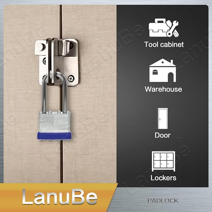 LanuBe Laminated Padlock 1-9/16inch Long Shackle 48 Pack Keyed Alike, Bulk Locks - Image 9