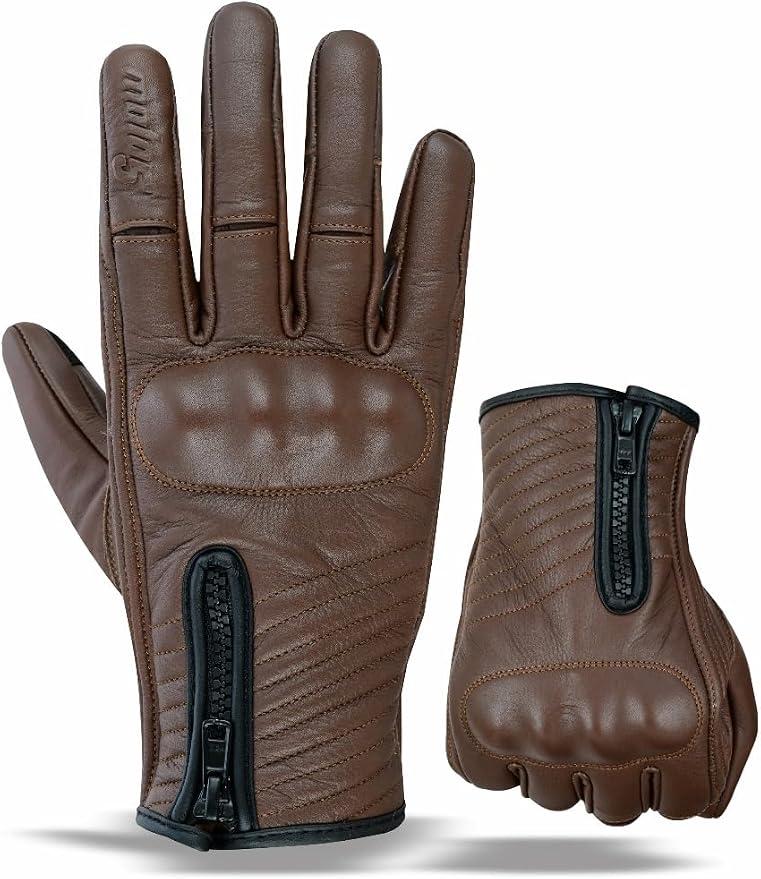 Full Finger Leather Motorcycle Gloves by MOTO5