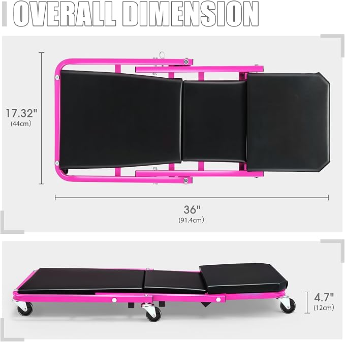 DNA MOTORING 36 Inches 2 IN 1 Rolling Folding Car Creeper/Seat, 150kg Weight - Image 3