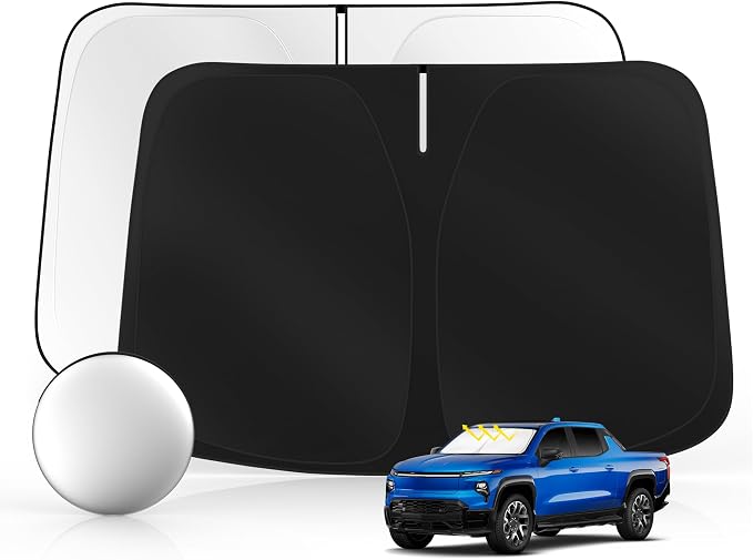 Windshield Sun Shade for Ch-evro-let Silverado EV 2024-2025 2026 Foldable by SULAGIWINDSHIELDSUNSHADE