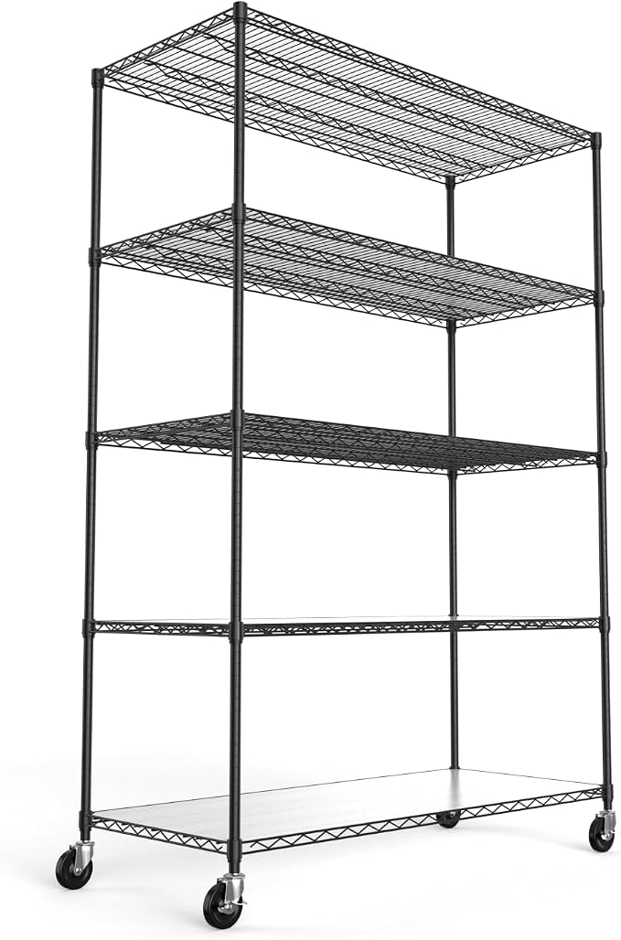 pouseayar Black 5 Tier Shelf Wire Shelving Unit, 6000lbs Capacity NSF Metal by Brandpouseayar