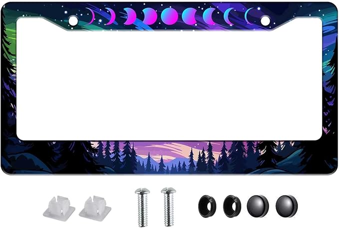 1Pcs Moon and Forest License Plate Frame by Unknown