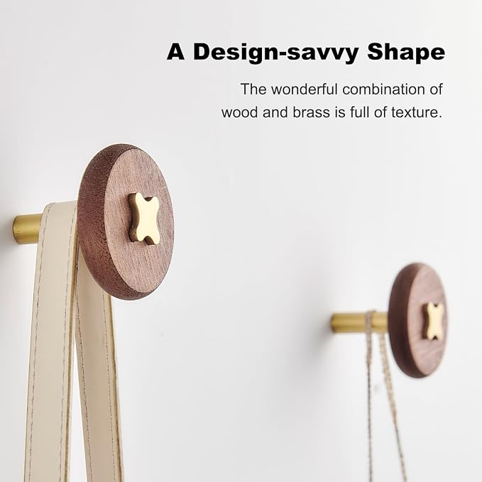 Solid Brass & Sapele/Mahogany Wall Hooks 2 Pack - Image 2
