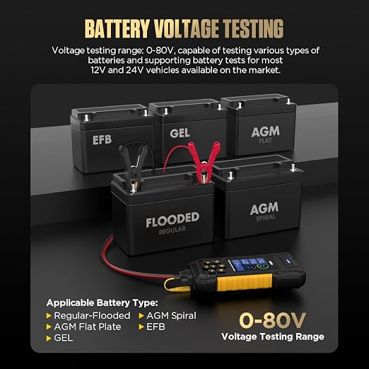 AUTOOL Car Battery Tester 12V 24V Automotive Battery Load Tester 30-2000 CCA - Image 4