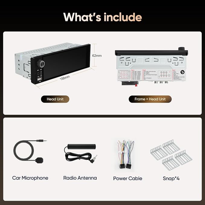 6.36" Single DIN Car Stereo - Image 7