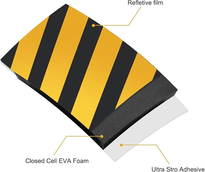 2pcs Garage Wall Guards Wall Protector Cover Yellow and Black Foam Wall Corner - Image 3