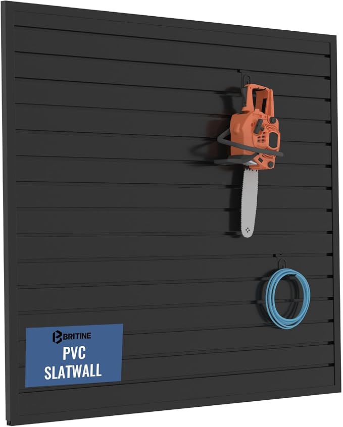 Slatwall Panel Garage Organizer PVC Slatwall Heavy Duty Wall Mounted Rack by BRITINE