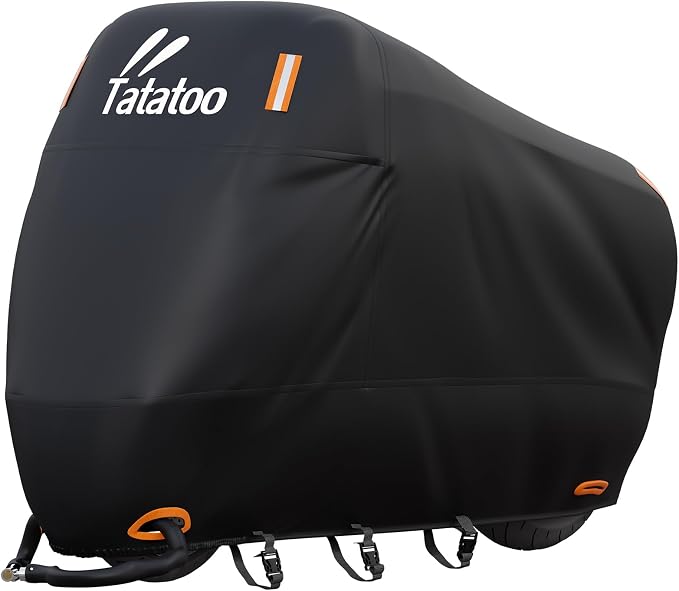 Motorcycle Cover Waterproof Outdoor, 300D Heavy Duty, UV & Rain Resistant by TATATOO