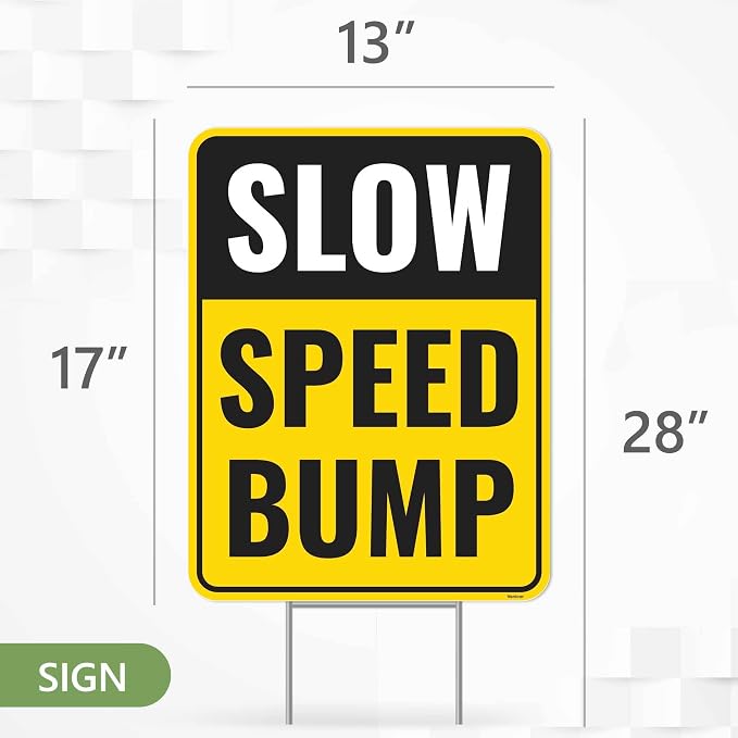 2PC Speed Bump Sign with Stakes, 17 Inches by 13 Inches - Image 3