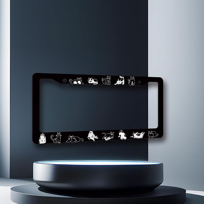 Cats License Plate Frame Cute Animal Cat License Plate Holder Stainless Steel - Image 3