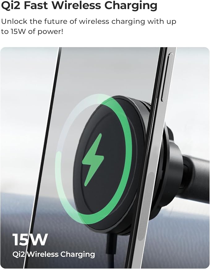 iOttie Velox Qi2 Mini 15W Wireless Charger Car Mount - Image 2