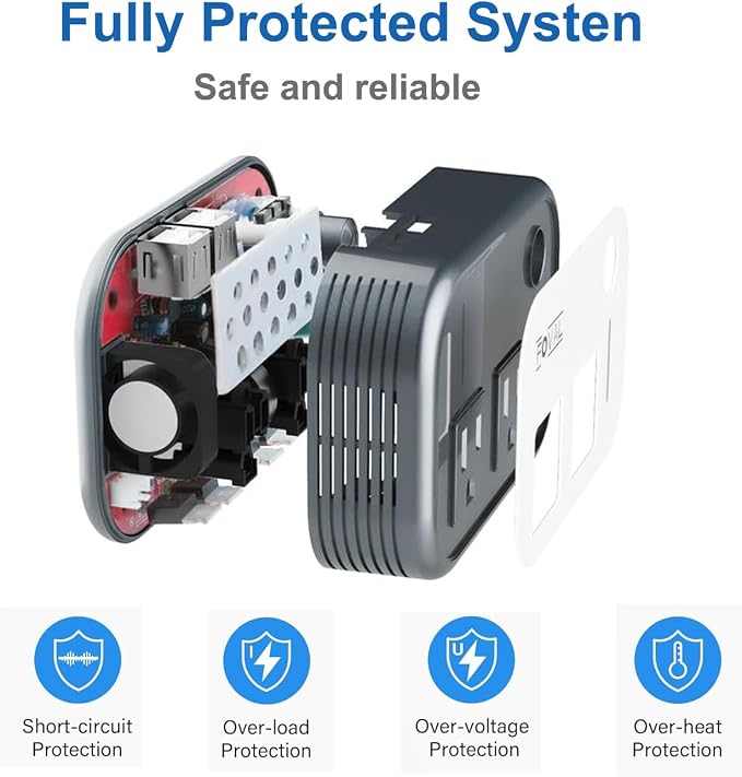 200W Car Power Inverter, FOVAL 12V DC to 110V AC Car Inverte - Image 5