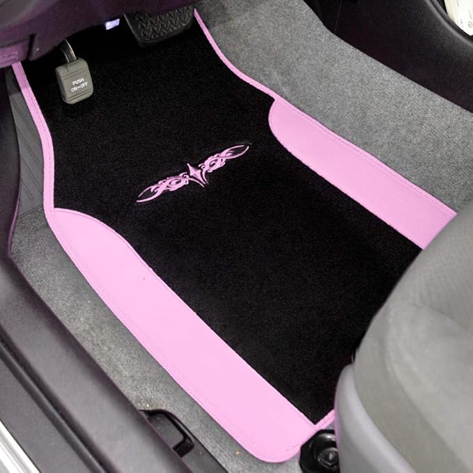 BDK carXS Fresh Two-Tone Carpet Floor Mats, Tribal Tattoo Design - Image 3