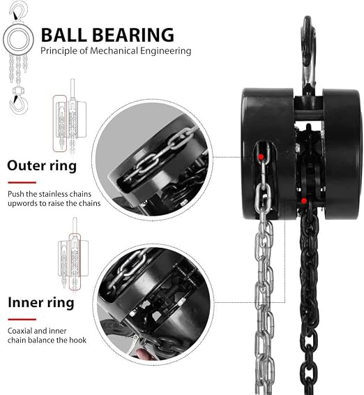 SPECSTAR Hand Chain Hoist 1 Ton 2200 Lbs Capacity 10 Feet - Image 4