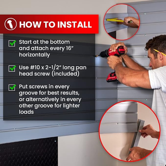 DLDIRECT Slatwall Panel Garage Wall Organizer: Heavy Duty Wall Mounted PVC Rack - Image 8