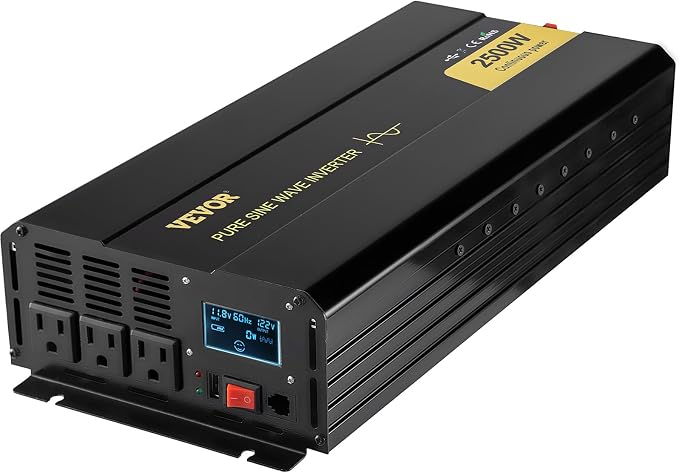 VEVOR 2500W Pure Sine Wave Inverter, 12V DC to 120V AC Car Inverter, 3 AC by VEVOR