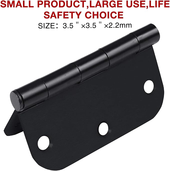 Interior Matte Black Hardware Door Hinges 3.5 Inch 30 Pack 3 1/2" Rounded 5/8" - Image 4