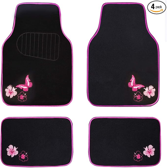 CAR PASS Embroidery Butterfly and Flower Car Floor Mats, by CARPASS
