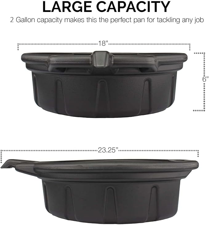 NEIKO 20762A Oil Drain Pan | Black Plastic Anti Splash | Motor Oil Drip Catcher - Image 2