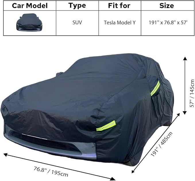 Car Cover Custom Fit for Tesla Model Y, Waterproof All Weather Full Exterior - Image 6
