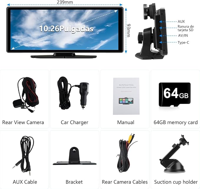 10.26" Portable Apple Carplay Screen - Image 9