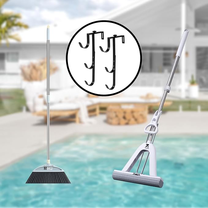2Pcs Black Pool Pole Hangers, Adjustable Heavy Duty Swimming Pool Fence Hooks - Image 7