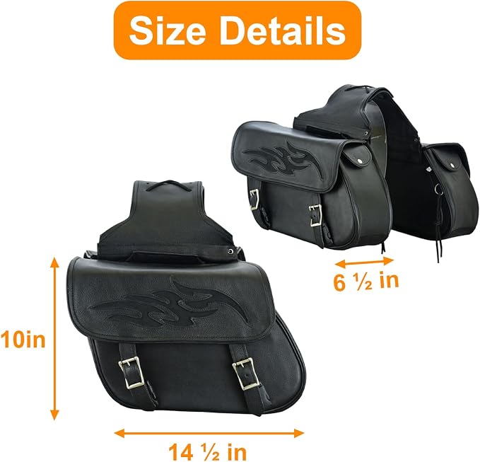 GARGOYLE BELLS Motorcycle Saddle Bags Leather Motorcycle Luggage Bag - Image 6