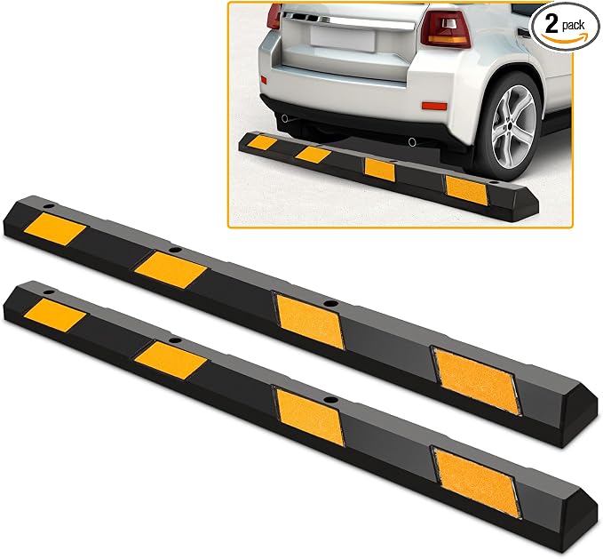 Rubber Parking Curb Garage Floor Stopper, Guide Wheel Stopper by TOOLSEMPRE