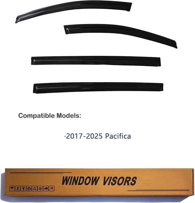 Window Visors Rain Guards fits 2017-2025 Pacifica, Out-Channel Window Wind - Image 2