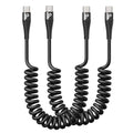 USB C to C Cable 100W 3FT for Car, Coiled USB C Cable Fast Charging for iPhone by PRAKIE