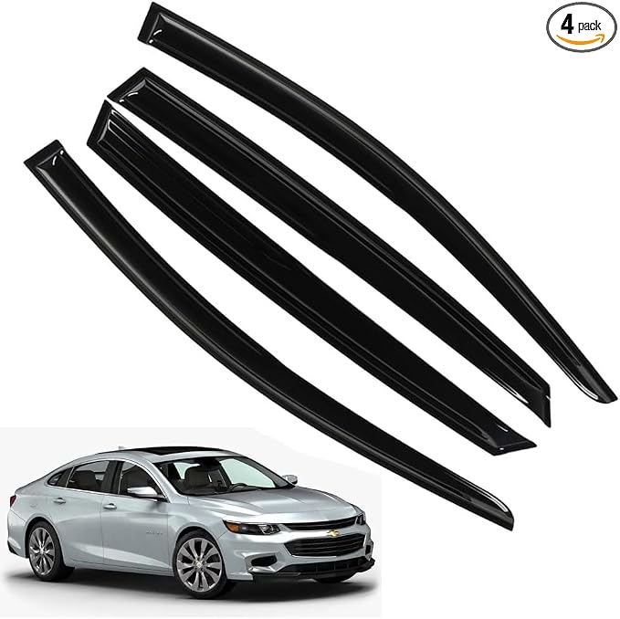 Rain Guards for Chevrolet Malibu 2016-2023, Tape-on Side Window Deflectors for by LETINGFAR