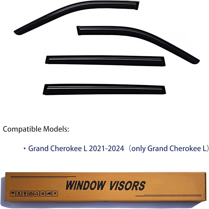 Window Visors Rain Guards fits 2021-2025 Grand Cherokee L, Out-Channel Window - Image 2