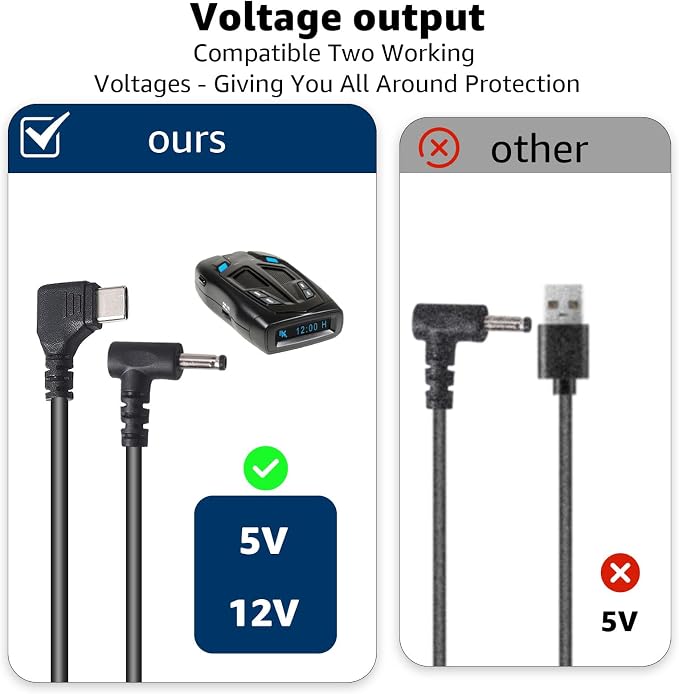 USB-C to DC3.5 Plug Radar Detector Power Cable, Type C 5V-12V Power Cord - Image 3