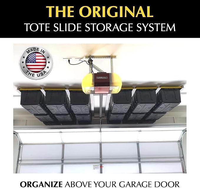 Tote Slide PRO – Made in USA | Heavy-Duty Alloy Steel Overhead Rack – Organize - Image 2