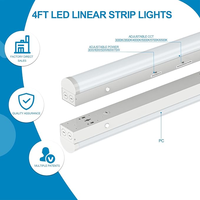 4FT LED Linear Strip Light, Super Bright 4 Foot LED Shop Lights 70W 60W 50W 40W - Image 4