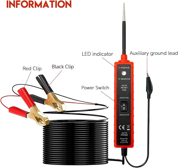 Power Circuit Probe Tester, 6-24V DC Circuit Tester, Test Light Automotive - Image 7