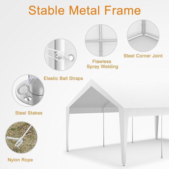 10x20ft Metal Carport Garage - Image 4