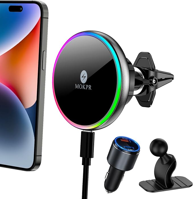 MOKPR for Magsafe Car Mount Charger-Wireless Car Charger-Magnetic Car Phone by MOKPR
