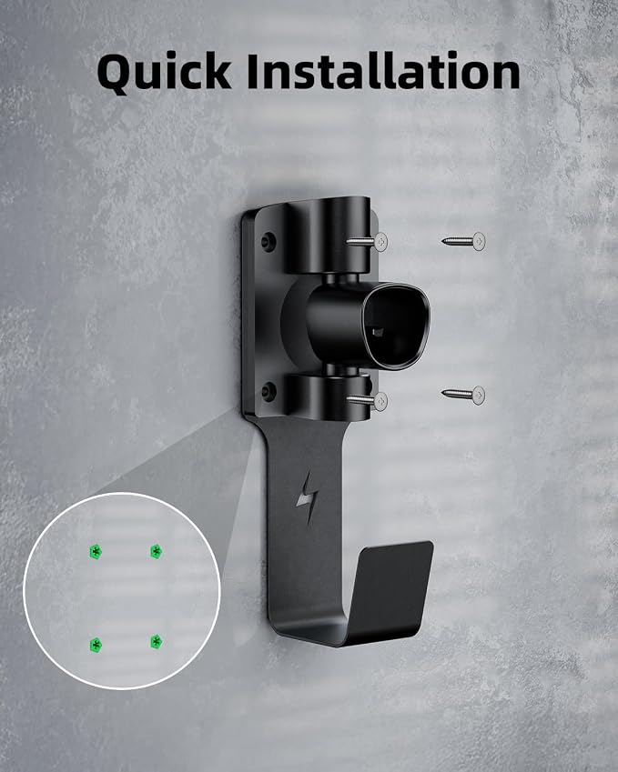 for Tesla Charger Holder, with 180° Rotation Nozzle Dock, Metal J-Hook - Image 6