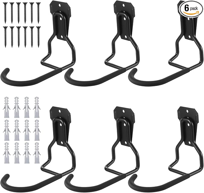 6 Pack Heavy Duty Bike Wall Mount Hooks by Unknown